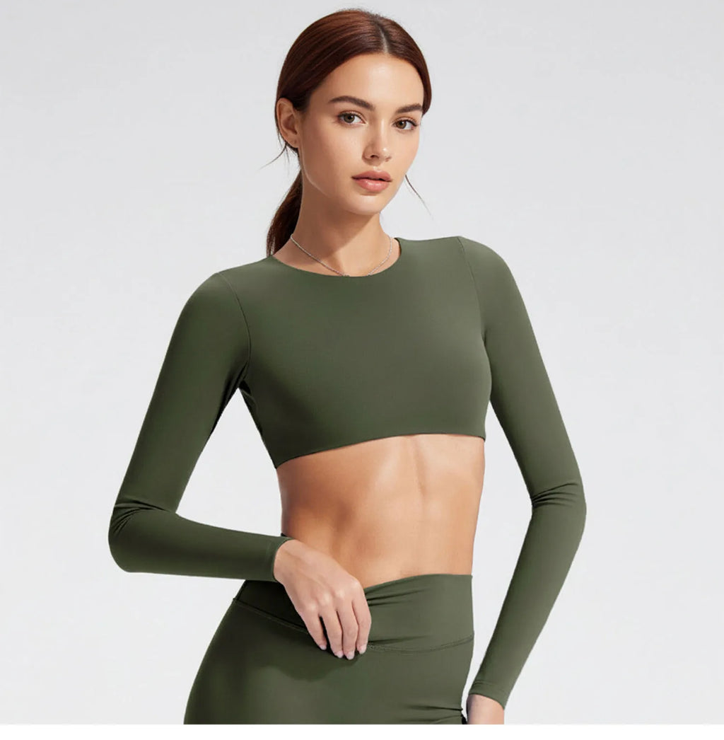 Women's Long Sleeve Yoga Top with Back Cutout