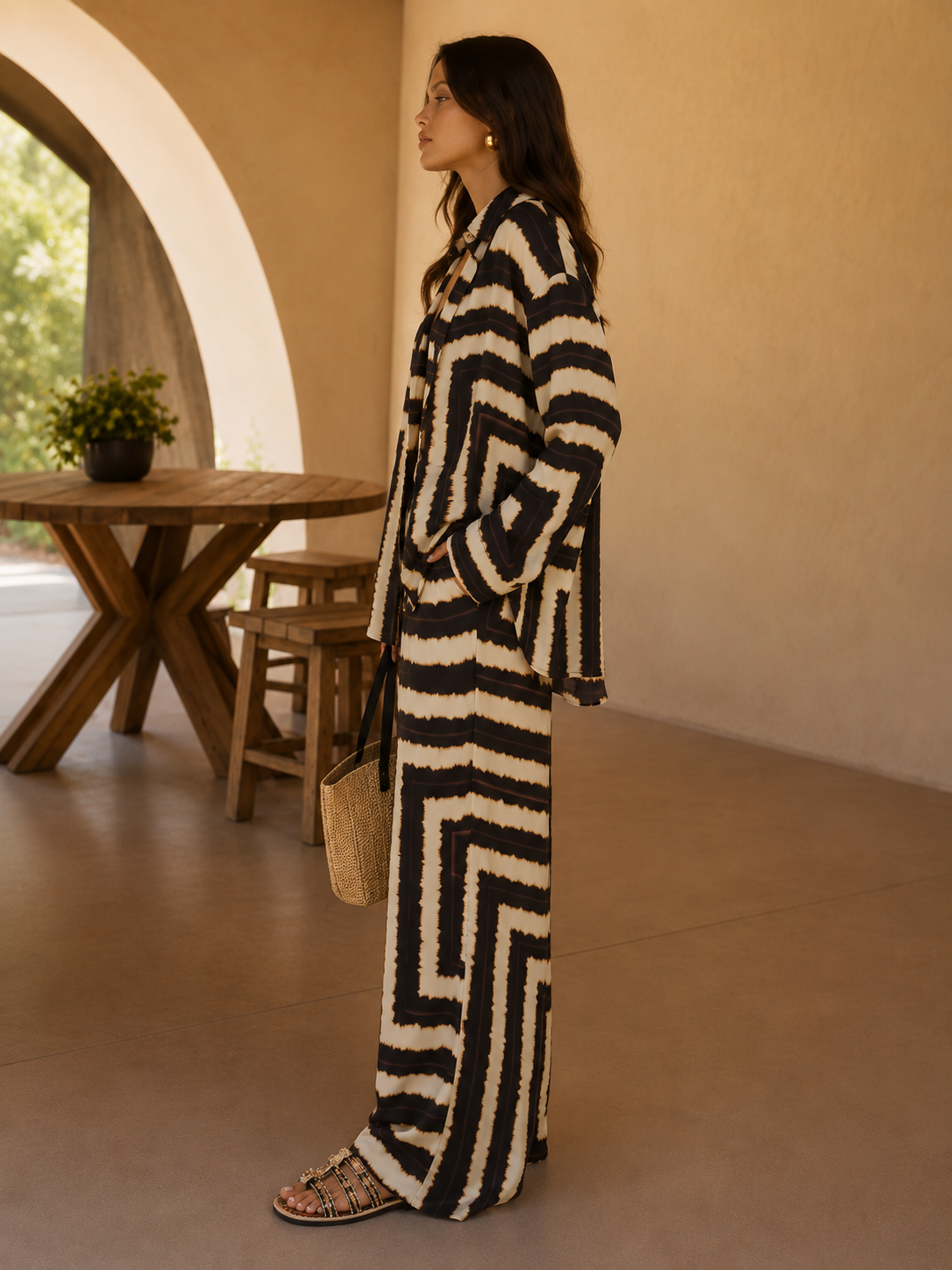 Fashion Printed Long-Sleeve Casual Suit