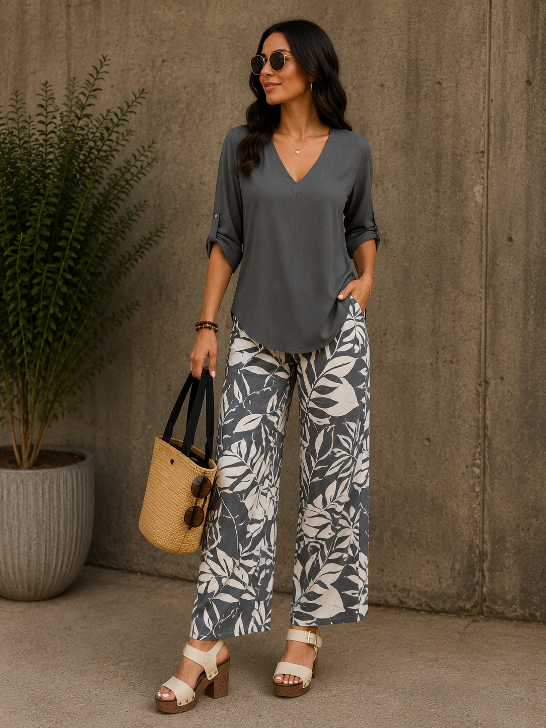Traje casual de mujer con estampado digital