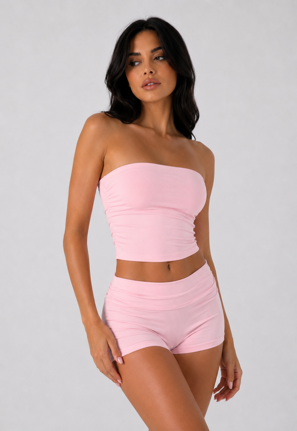 Top deportivo de yoga ajustado y transpirable para mujer rosa niebla - S