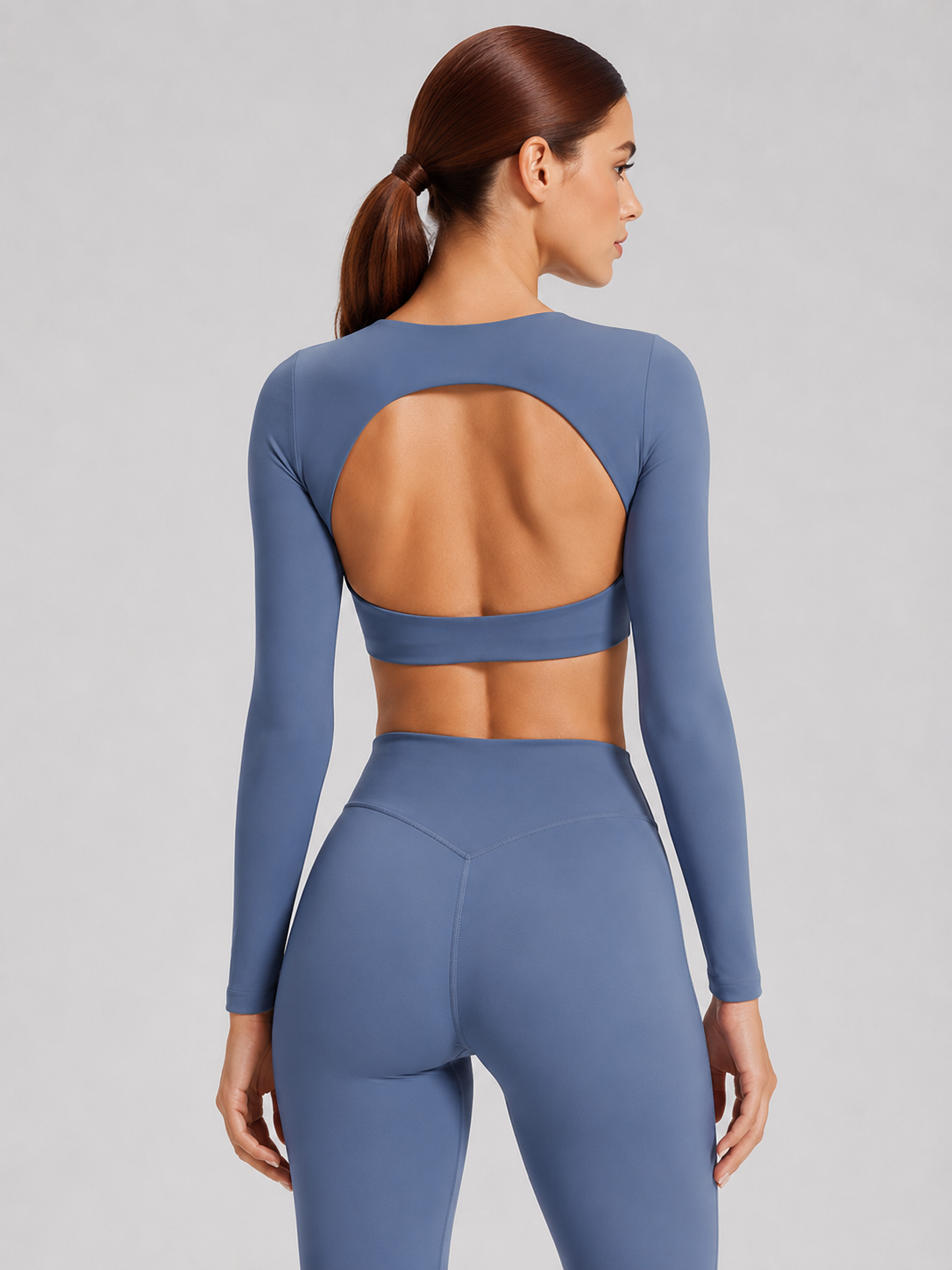 Women's Long Sleeve Yoga Top with Back Cutout