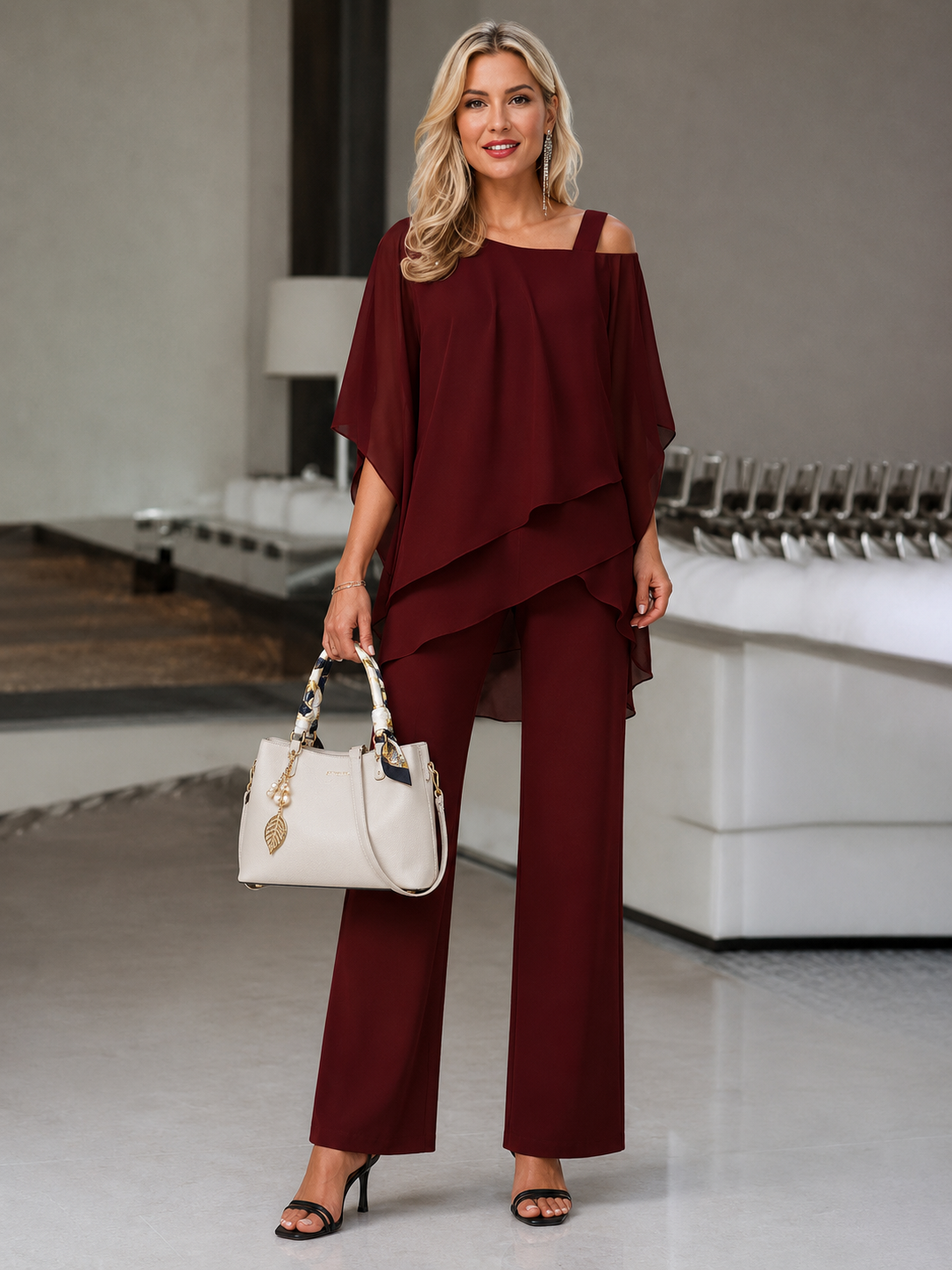 Traje de manga murciélago para mujer