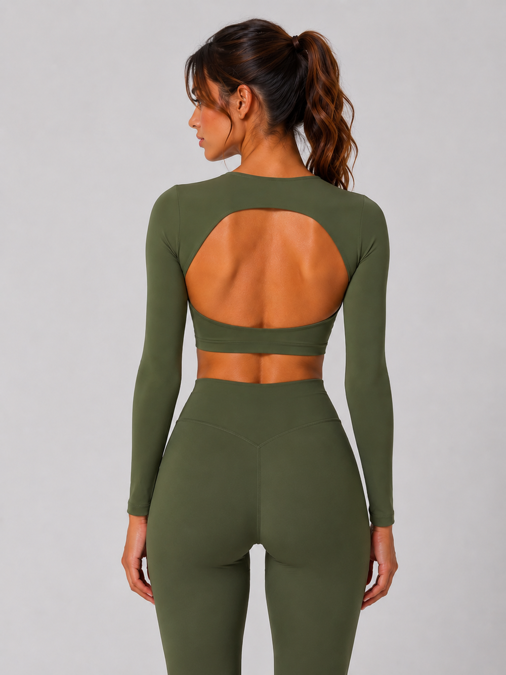 Women's Long Sleeve Yoga Top with Back Cutout