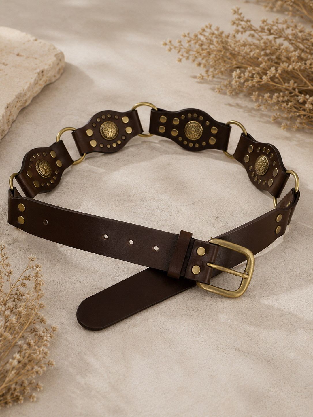 American Retro Brown Rivet Belt