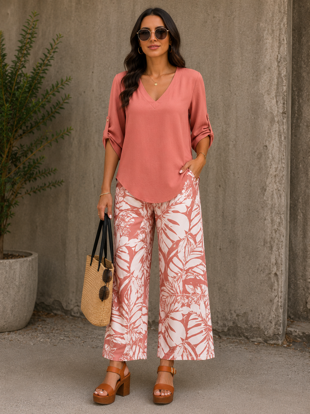 Traje casual de mujer con estampado digital