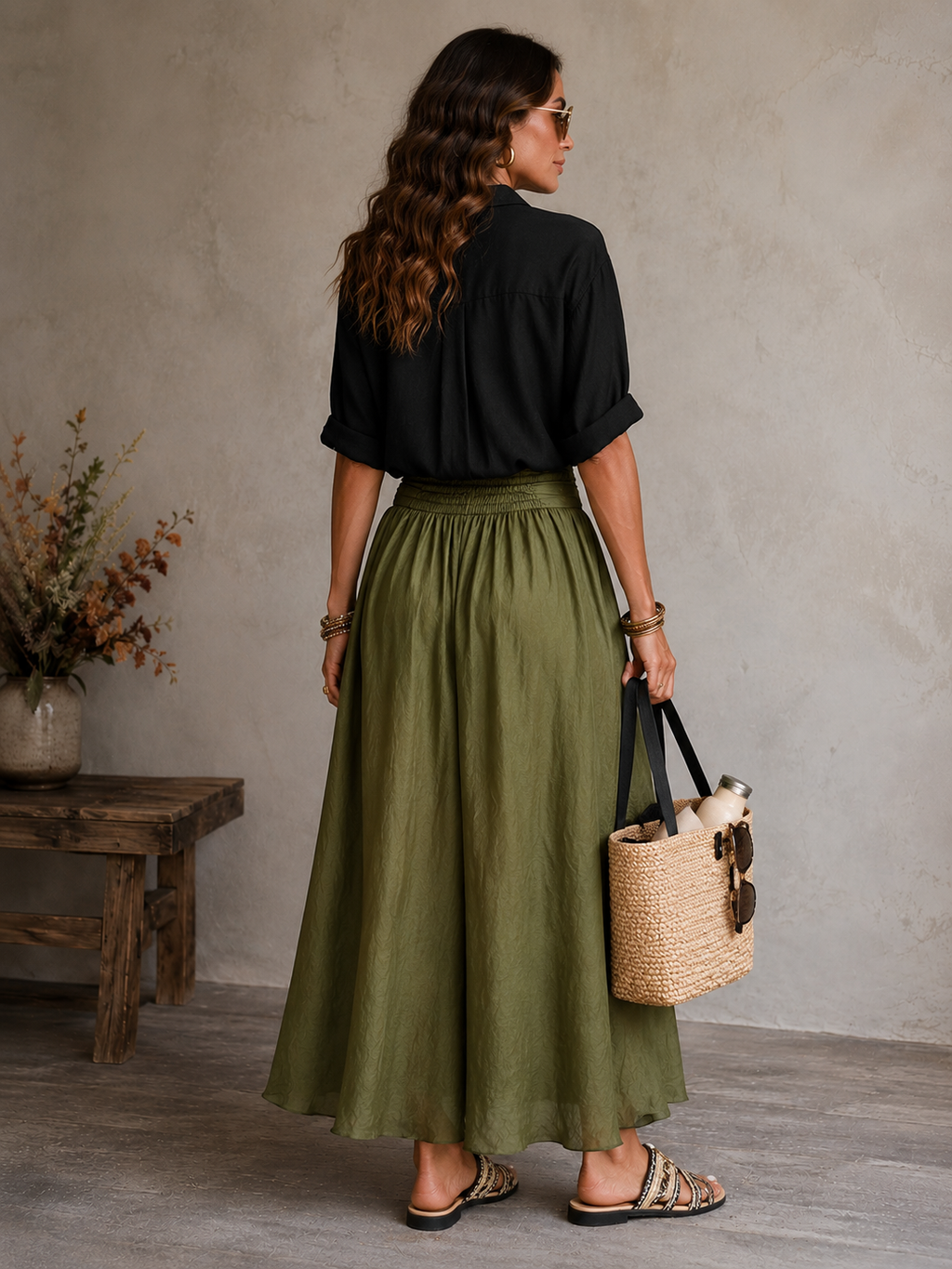Womens Casual TwoPiece Skirt and Shirt