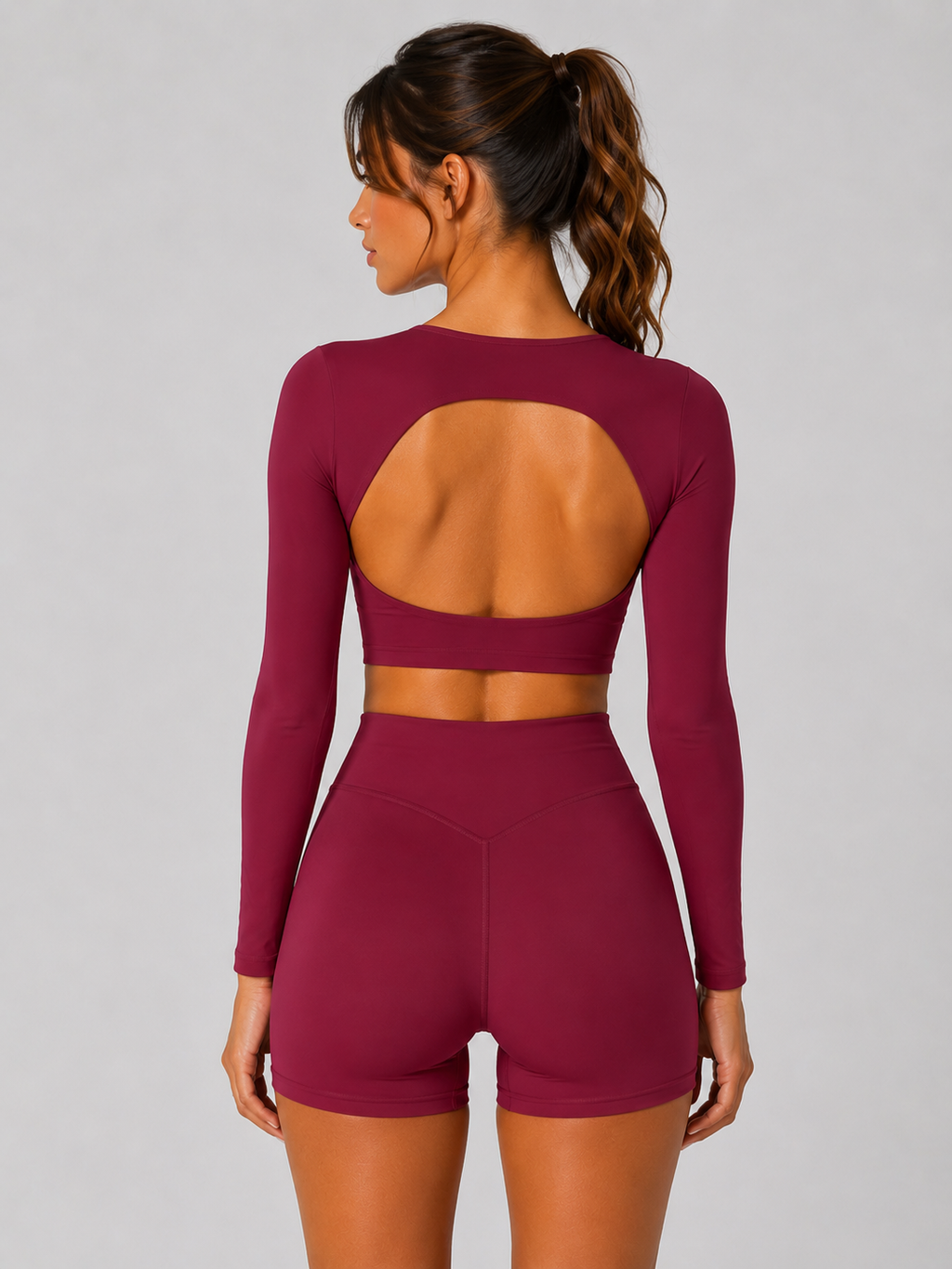 Women's Long Sleeve Yoga Top with Back Cutout