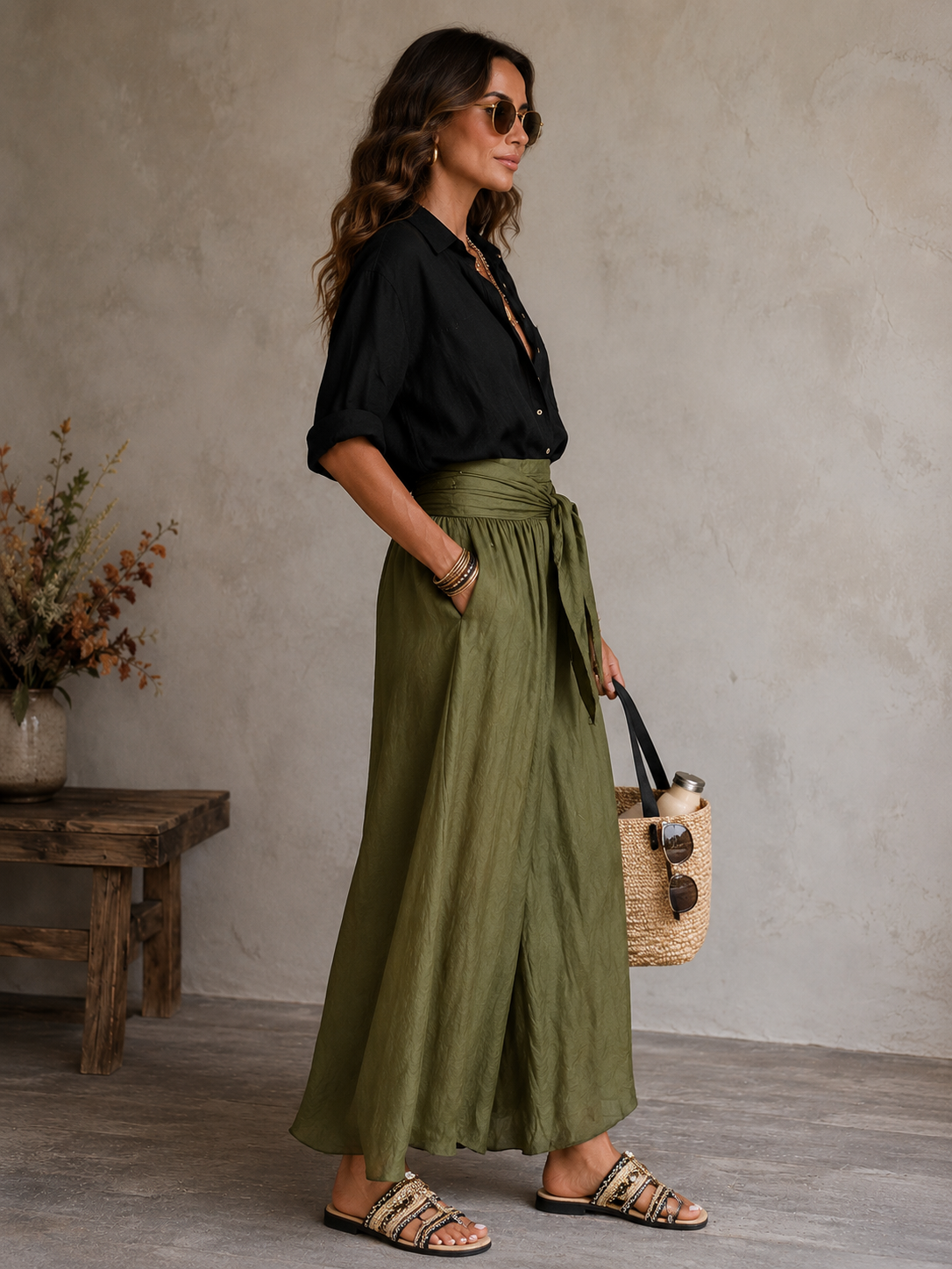 Womens Casual TwoPiece Skirt and Shirt