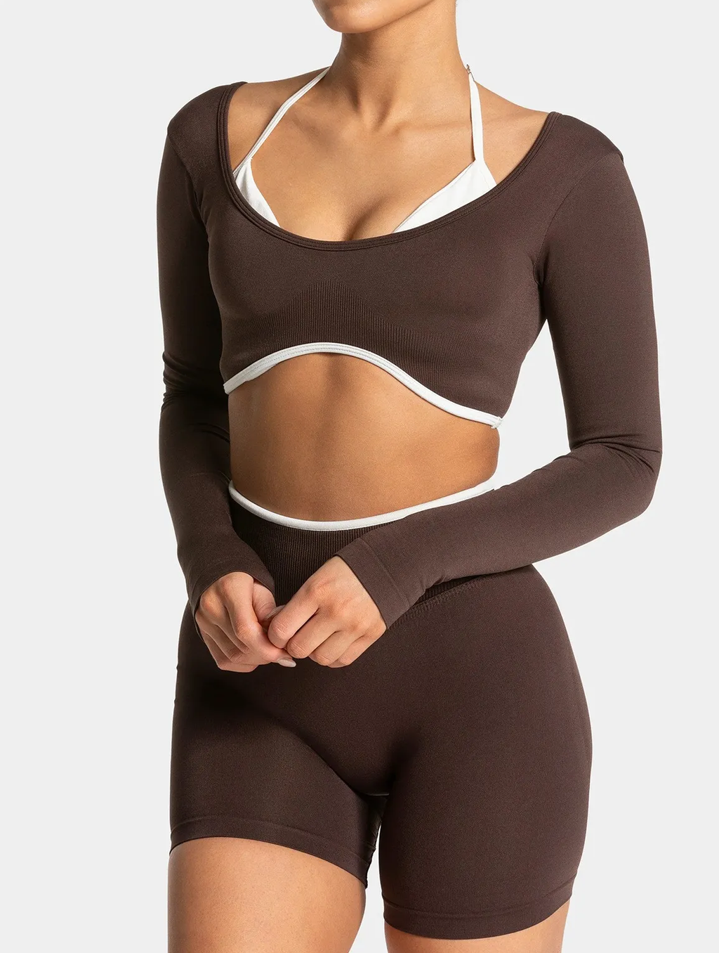 Top de yoga de manga larga sin costuras