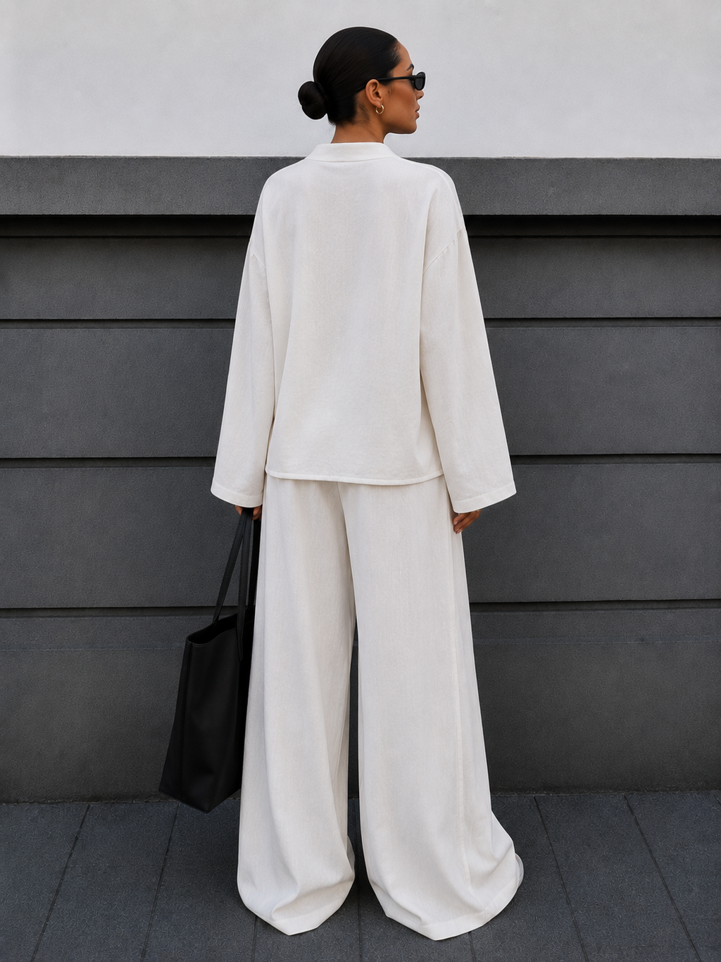 Stylish belted shirt and trousers set
