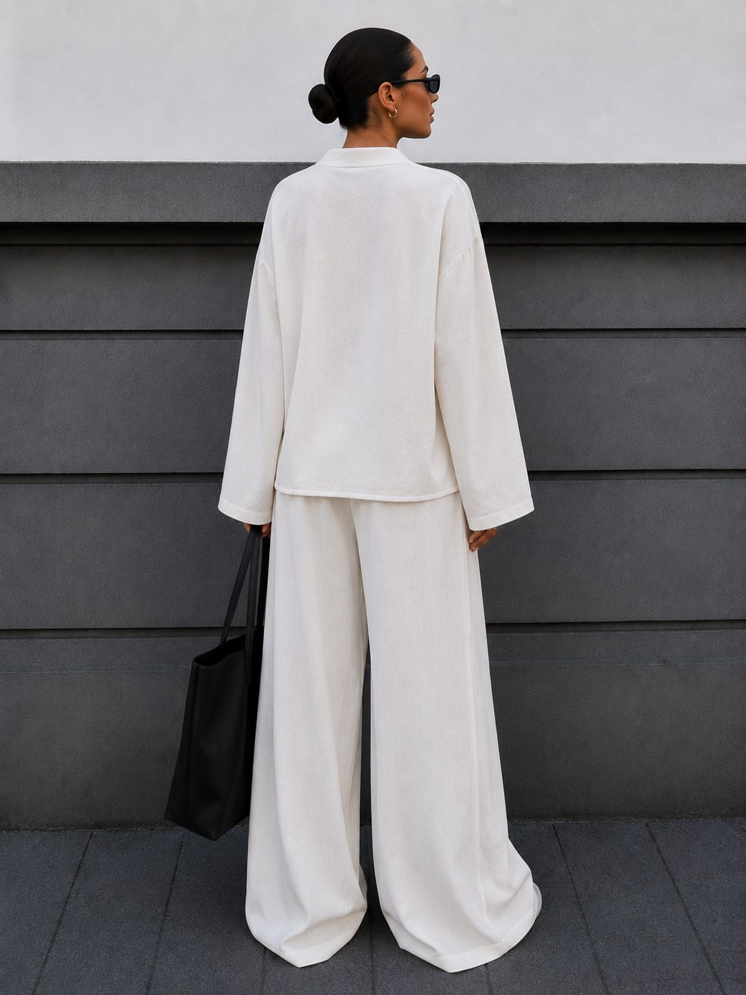 Stylish belted shirt and trousers set