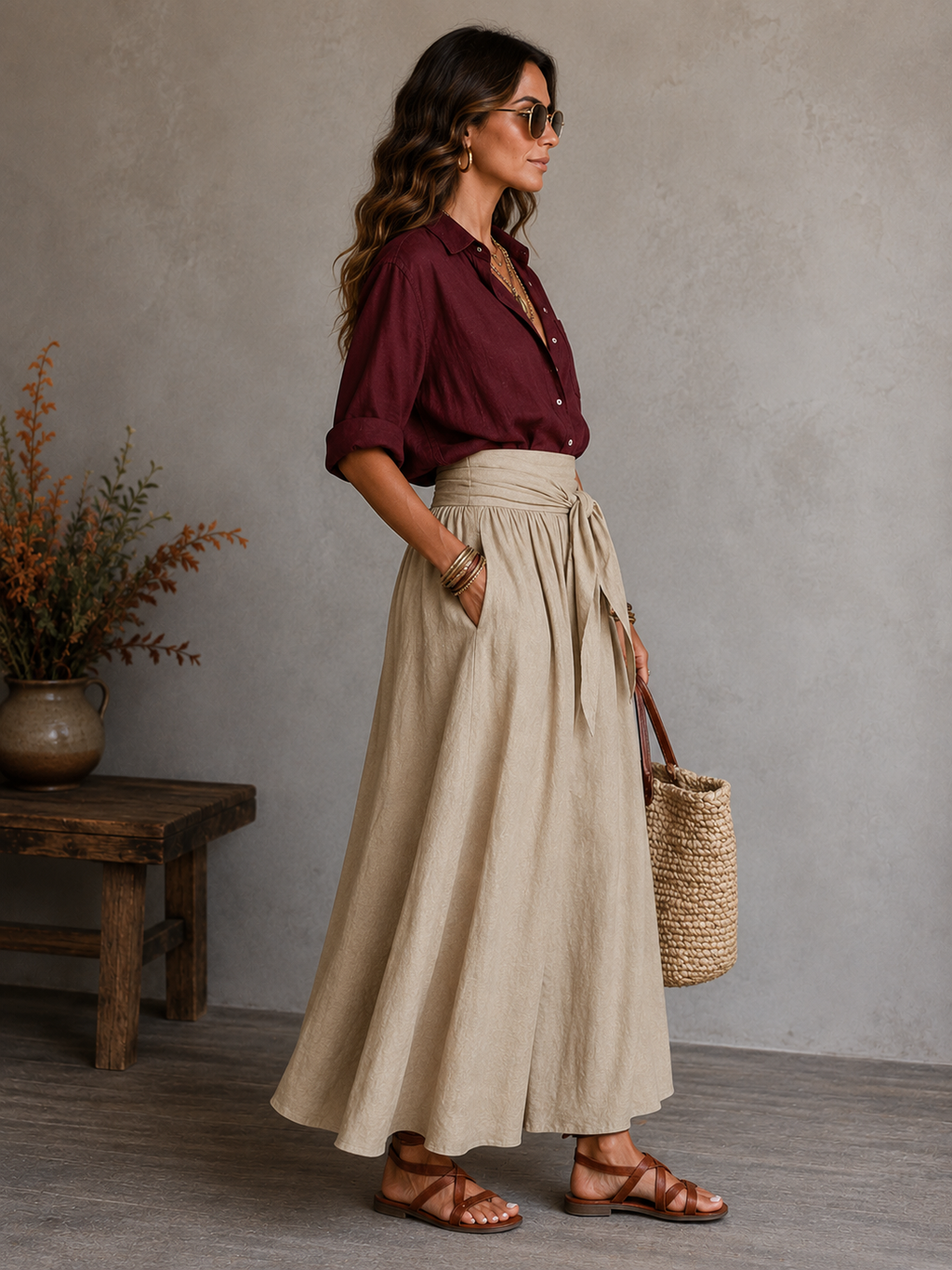 Womens Casual TwoPiece Skirt and Shirt