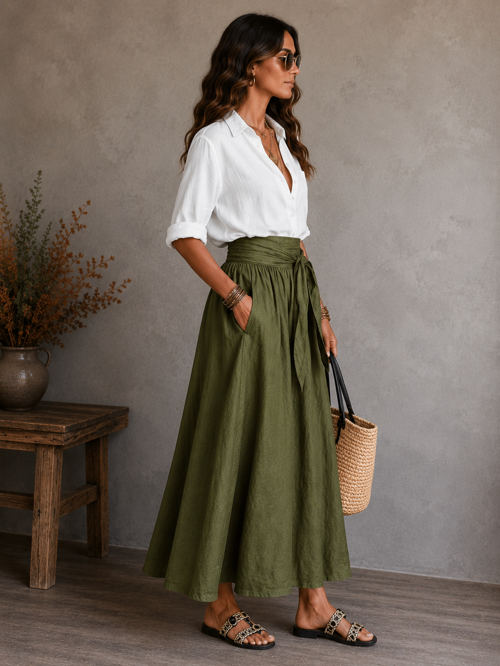 Womens Casual TwoPiece Skirt and Shirt