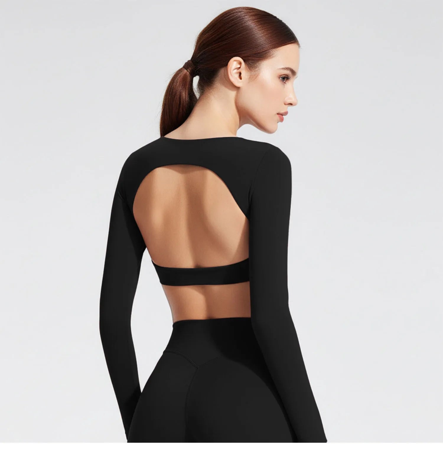 Women's Long Sleeve Yoga Top with Back Cutout