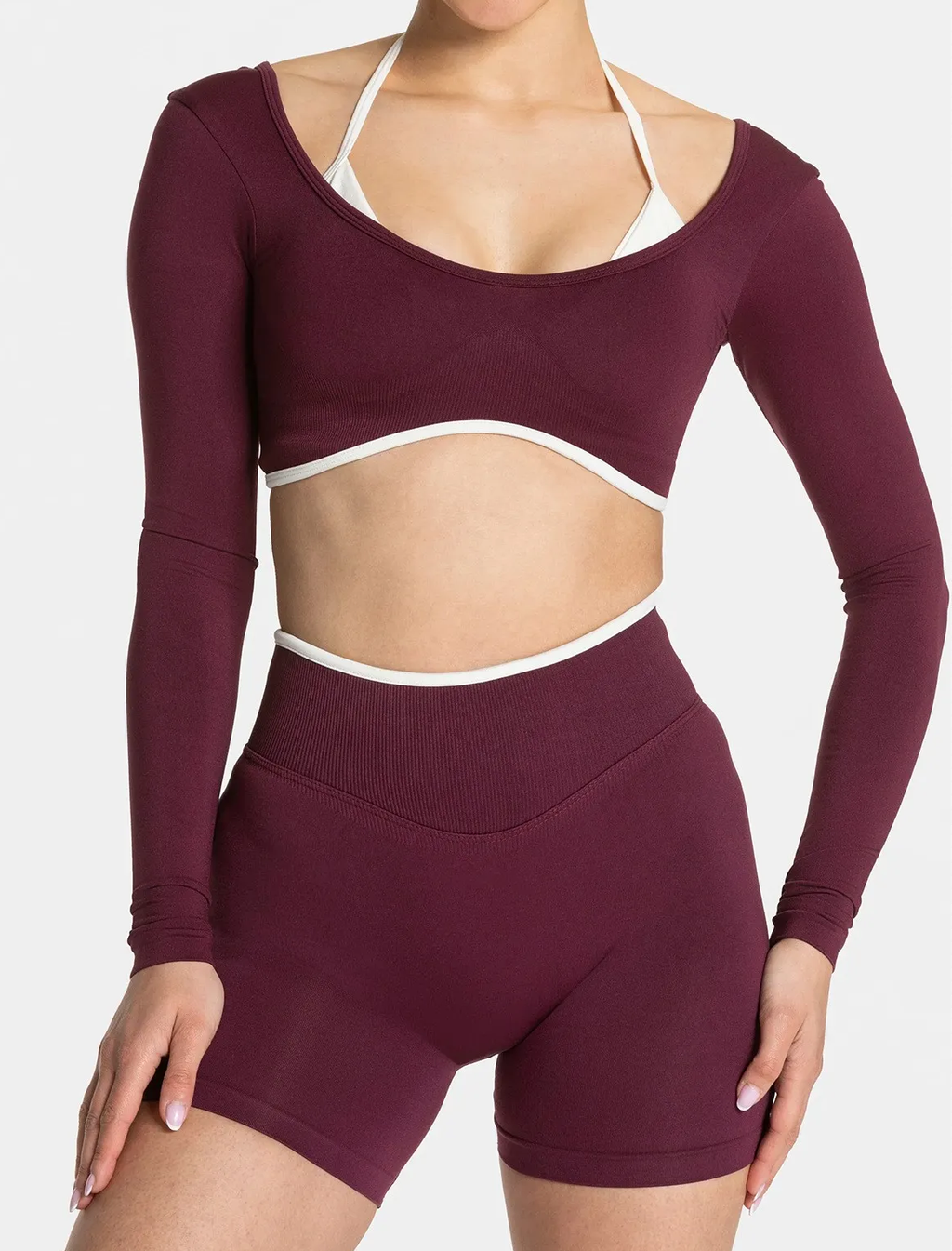 Top de yoga de manga larga sin costuras