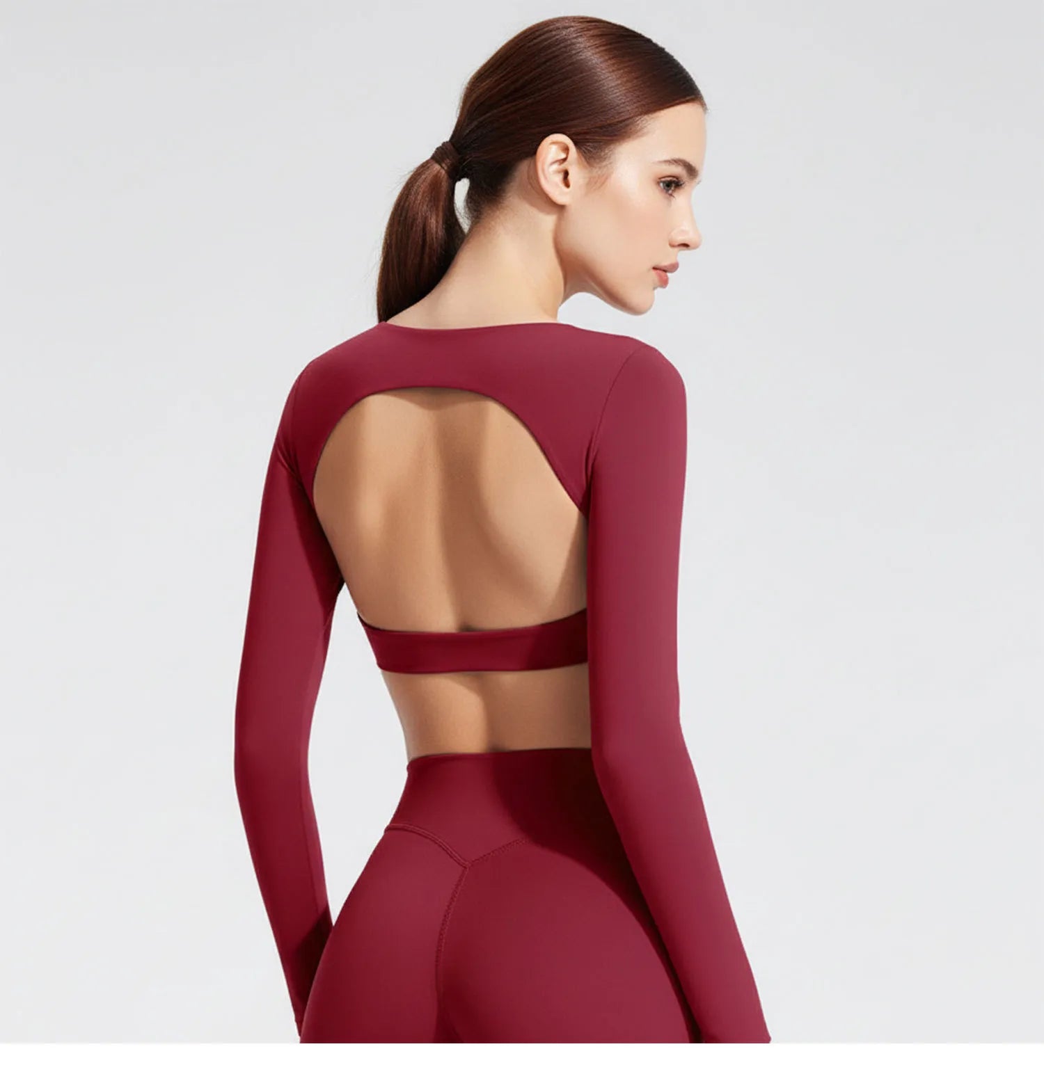 Women's Long Sleeve Yoga Top with Back Cutout