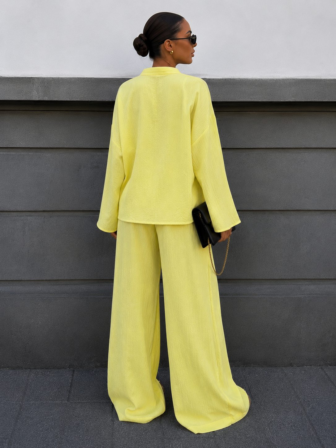 Stylish belted shirt and trousers set