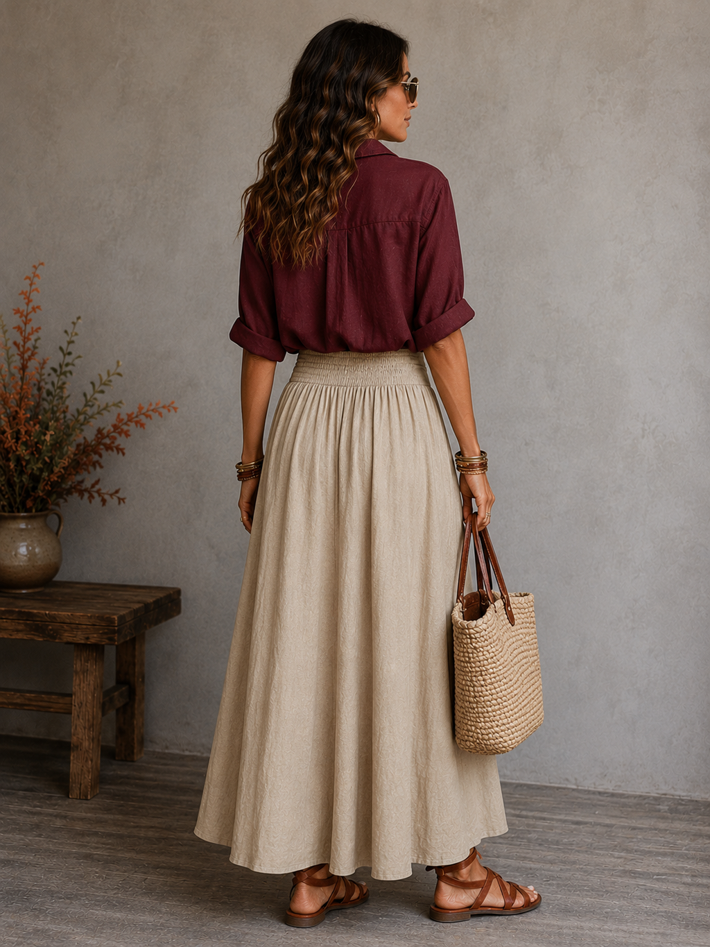 Womens Casual TwoPiece Skirt and Shirt