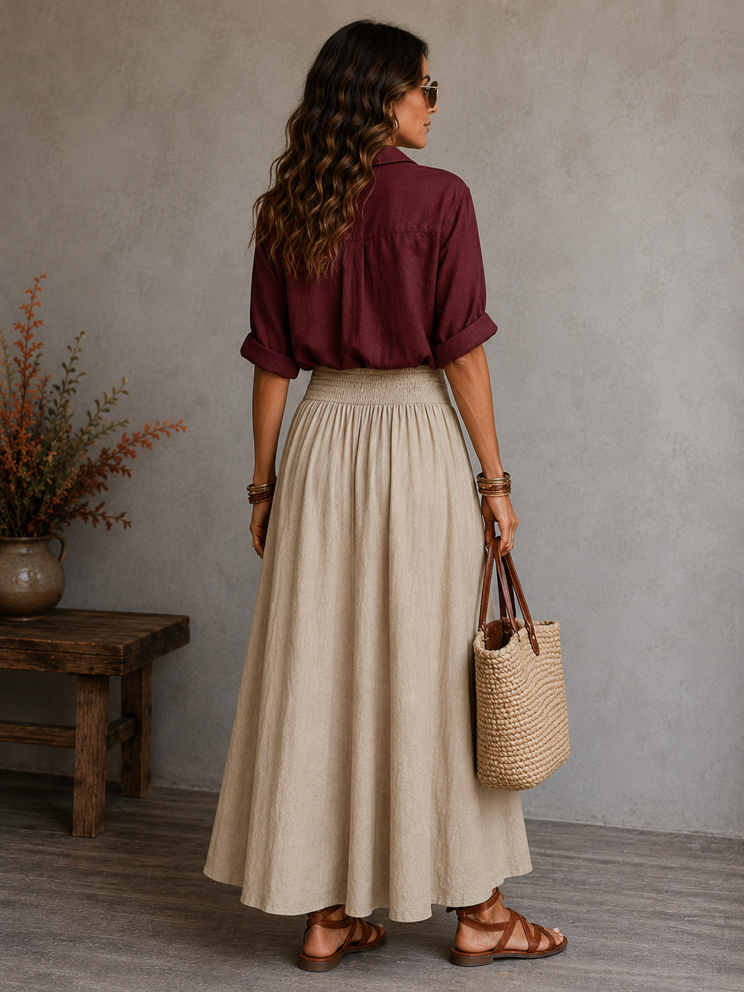 Womens Casual TwoPiece Skirt and Shirt