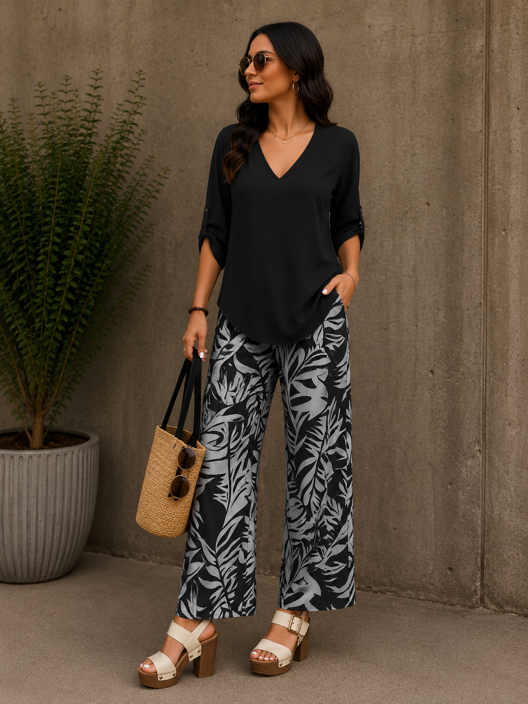 Traje casual de mujer con estampado digital