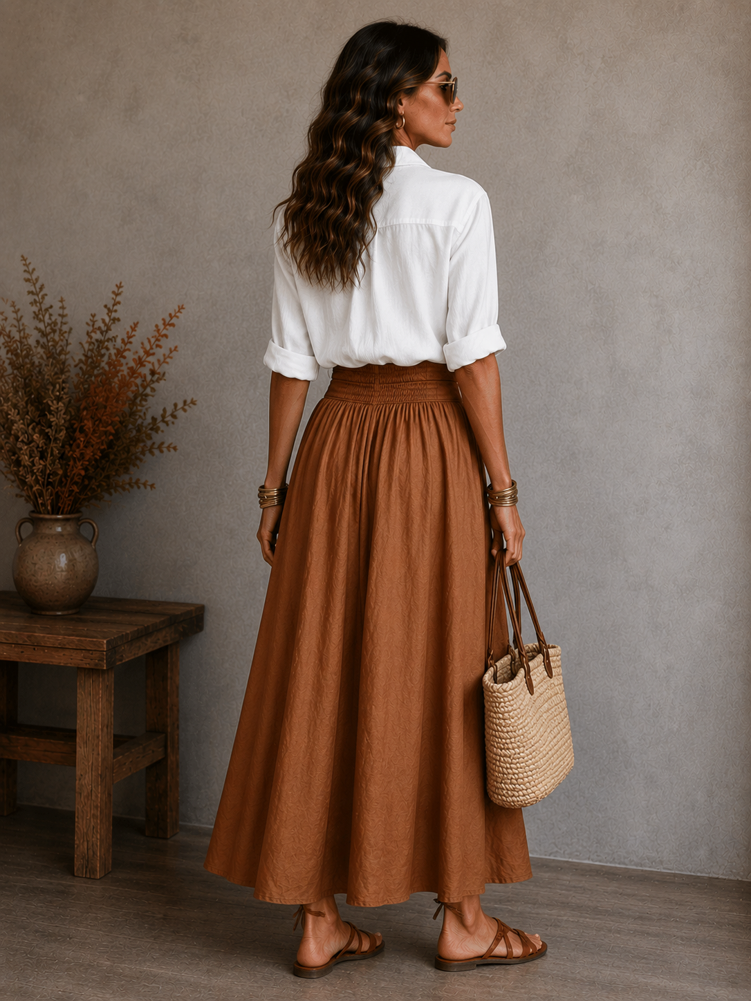 Womens Casual TwoPiece Skirt and Shirt